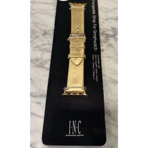 I.N.C.‎ Women's Metallic Gold Faux Leather 42mm Apple Watch Band Strap Wristband